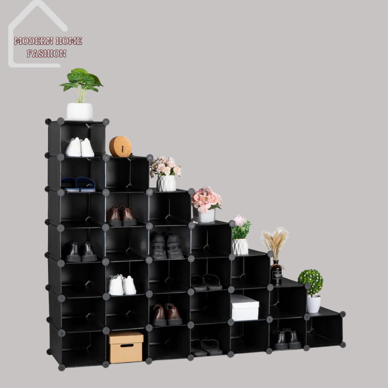7-Tier Shoe Rack, crafted from high-quality materials, sturdy metal frame provides stability and durability, non-slip shelves. Easy to assemble and maintain, practical and stylish,neutral color scheme blends seamlessly with any color palette. Seven tiers of storage space, this shoe rack offers ample room to accommodate shoes of all sizes.-MODERN HOME FASHION