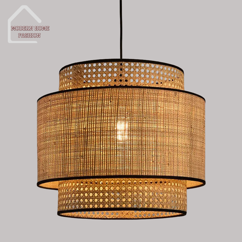 Japanese Style Modern Rattan Hang lamp, features a delicate rattan weave, inspired by timeless elegance of Japanese design aesthetics.
Sleek & minimalist silhouette, effortlessly complements modern interiors, adds a touch of organic charm. The airy natural rattan weave allows light to gently filter through, casting enchanting patterns & creating a serene atmosphere in your home.-MODERN HOME FASHION