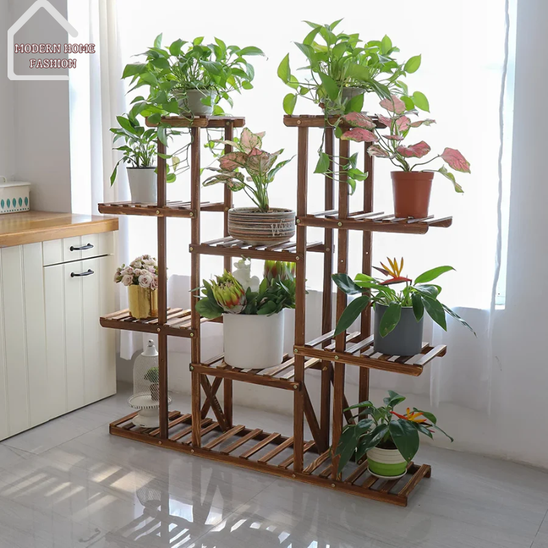 Multi-Tier Plant Stand, crafted with sturdy materials & a thoughtful design, features multiple tiers of varying heights. Constructed from durable metal or wood, built to withstand the elements, suitable for use both indoors & outdoors. This versatile stand adds charm & functionality to any environment. Easy to assemble & maintain, stylish & practical.-MODERN HOME FASHION