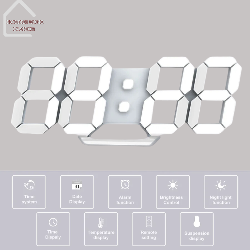 One-Touch Light Swift LED Clock, features a one-touch light function. allows to effortlessly illuminate the display with a single touch, check the time, day, & date, even in low-light conditions. Crafted with sleek lines & a contemporary aesthetic, compact size makes it ideal for bedside tables, desks, or countertops, while its minimalist design complements a variety of decor styles.-MODERN HOME FASHION