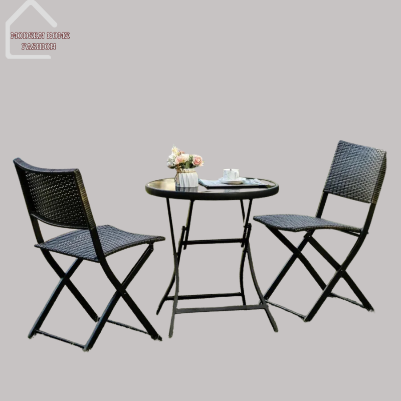 Outdoor 3-Piece Patio Bistro Set, perfect for relaxing and dining al fresco. Crafted with durable materials and a stylish design.The set includes two chairs and a matching table. The compact size makes it ideal for smaller outdoor areas. Constructed from weather-resistant materials. With sturdy frame and comfortable seating. Easy to assemble and maintain.-MODERN HOME FASHION