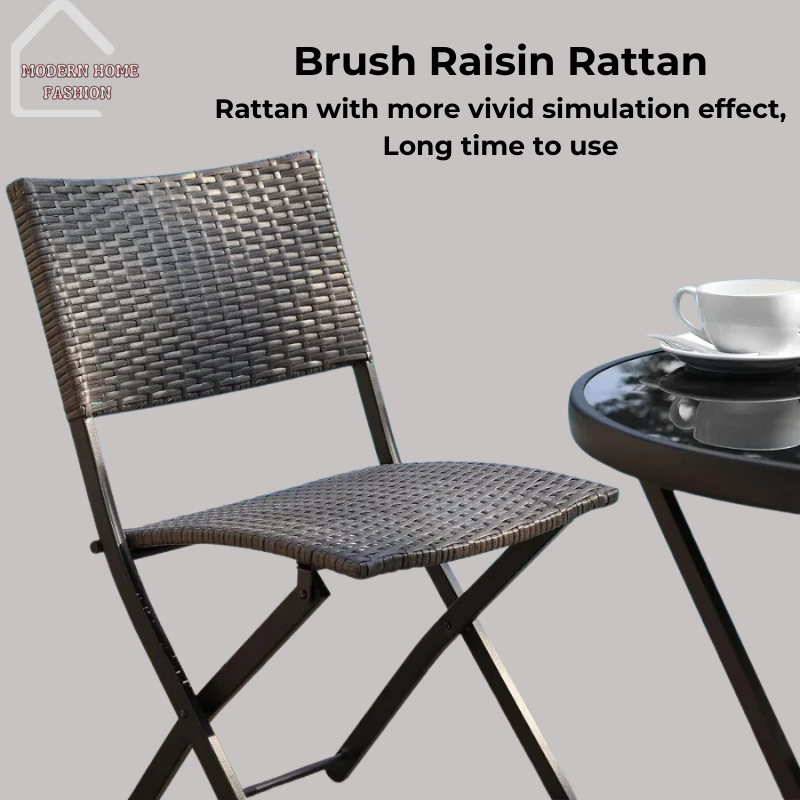Outdoor 3-Piece Patio Bistro Set, perfect for relaxing and dining al fresco. Crafted with durable materials and a stylish design.The set includes two chairs and a matching table. The compact size makes it ideal for smaller outdoor areas. Constructed from weather-resistant materials. With sturdy frame and comfortable seating. Easy to assemble and maintain.-MODERN HOME FASHION