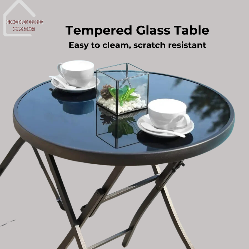 Outdoor 3-Piece Patio Bistro Set, perfect for relaxing and dining al fresco. Crafted with durable materials and a stylish design.The set includes two chairs and a matching table. The compact size makes it ideal for smaller outdoor areas. Constructed from weather-resistant materials. With sturdy frame and comfortable seating. Easy to assemble and maintain.-MODERN HOME FASHION