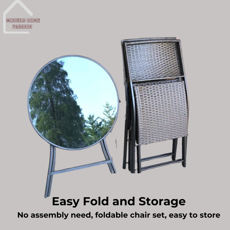 Outdoor 3-Piece Patio Bistro Set, perfect for relaxing and dining al fresco. Crafted with durable materials and a stylish design.The set includes two chairs and a matching table. The compact size makes it ideal for smaller outdoor areas. Constructed from weather-resistant materials. With sturdy frame and comfortable seating. Easy to assemble and maintain.-MODERN HOME FASHION