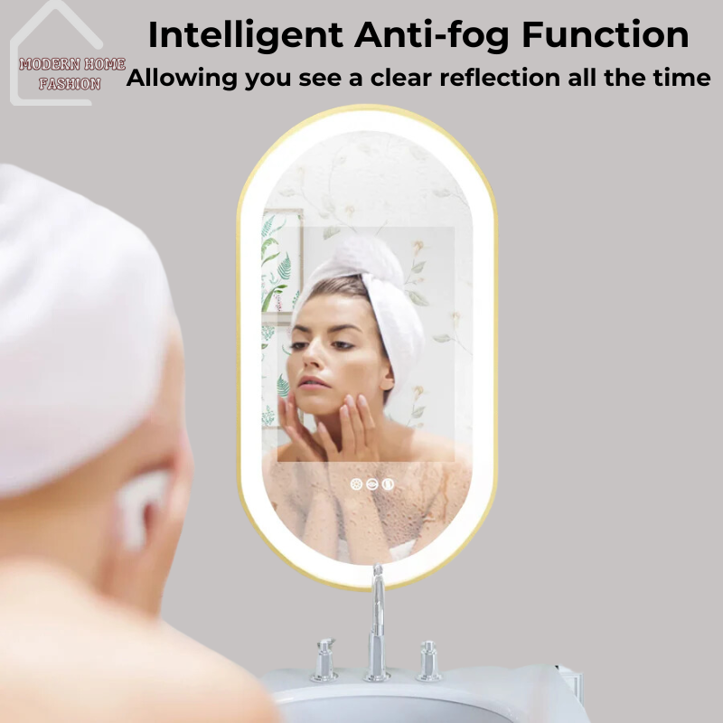 Oval Vanity Mirror with Frame, crafted with meticulous attention to detail, seamlessly combines elegance with functionality. Oval shaped, encased in a sleek frame, exudes elegance & refinement, enhancing the aesthetic appeal of bathroom. High-quality glass ensures crisp and clear visibility.-MODERN HOME FASHION
