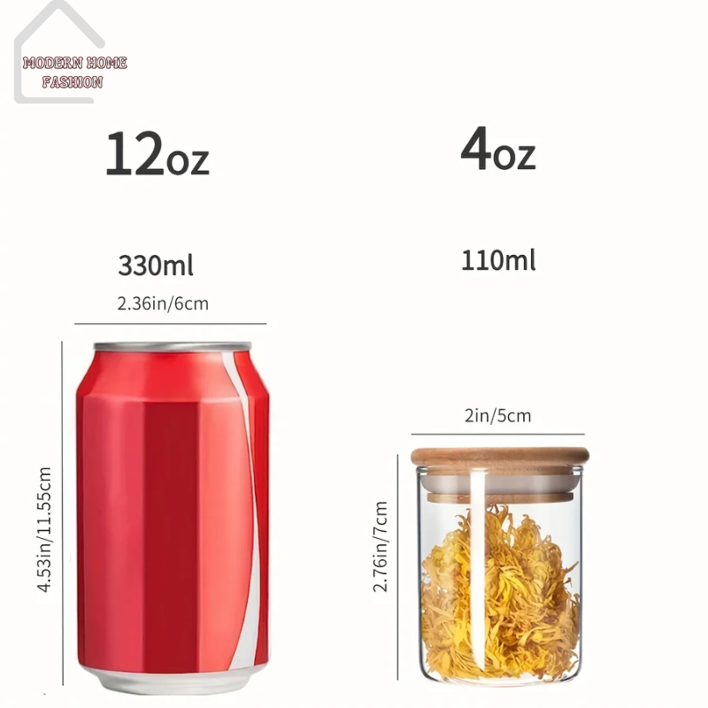 Sealed Storage 12-Pack Glass Jars. Crafted from high-quality glass, durable & stylish solution for storing a variety of ingredients, spices, snacks, and more. Features a secure lid with a silicone seal, airtight and leak-proof storage for longer periods. Clear glass design.12-pack set provides ample storage options, sleek & minimalist design, compact size makes them perfect for storing in cabinets or on shelves.-MODERN HOME FASHION