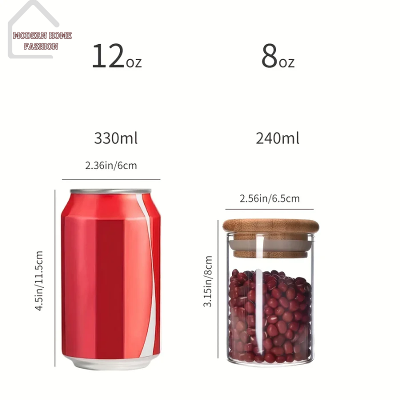 Sealed Storage 12-Pack Glass Jars. Crafted from high-quality glass, durable & stylish solution for storing a variety of ingredients, spices, snacks, and more. Features a secure lid with a silicone seal, airtight and leak-proof storage for longer periods. Clear glass design.12-pack set provides ample storage options, sleek & minimalist design, compact size makes them perfect for storing in cabinets or on shelves.-MODERN HOME FASHION