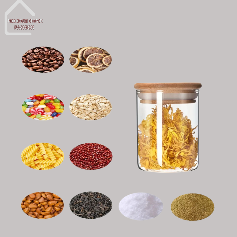 Sealed Storage 12-Pack Glass Jars. Crafted from high-quality glass, durable & stylish solution for storing a variety of ingredients, spices, snacks, and more. Features a secure lid with a silicone seal, airtight and leak-proof storage for longer periods. Clear glass design.12-pack set provides ample storage options, sleek & minimalist design, compact size makes them perfect for storing in cabinets or on shelves.-MODERN HOME FASHION