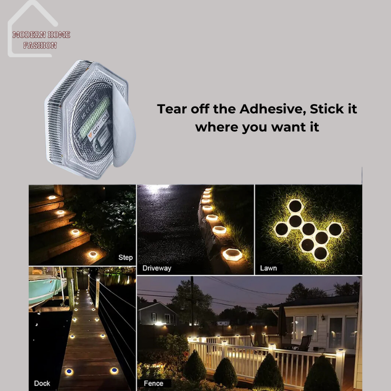 Easy to install with no wiring required, our solar deck lights are perfect for adding accent lighting to stairs, pathways, or perimeter areas. The weather-resistant construction ensures durability and reliable performance year-round, even in harsh outdoor conditions.-MODERN HOME FASHION