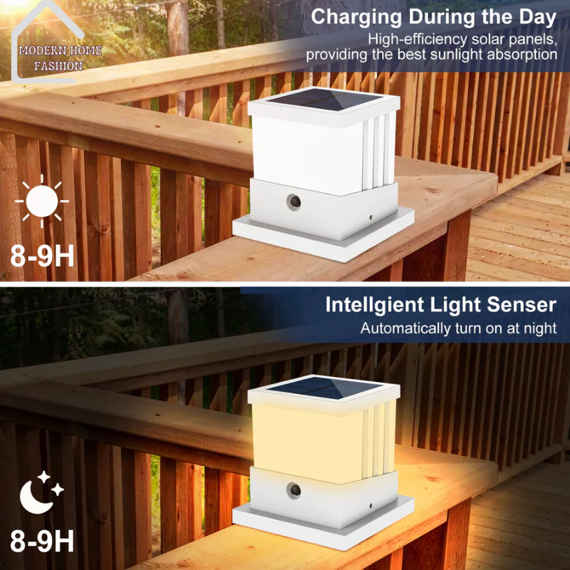 Solar Outdoor Post Lights, designed to combine style and functionality while providing eco-friendly illumination. Crafted with durable materials and advanced solar technology.No need for electrical wiring or batteries.-MODERN HOME FASHION