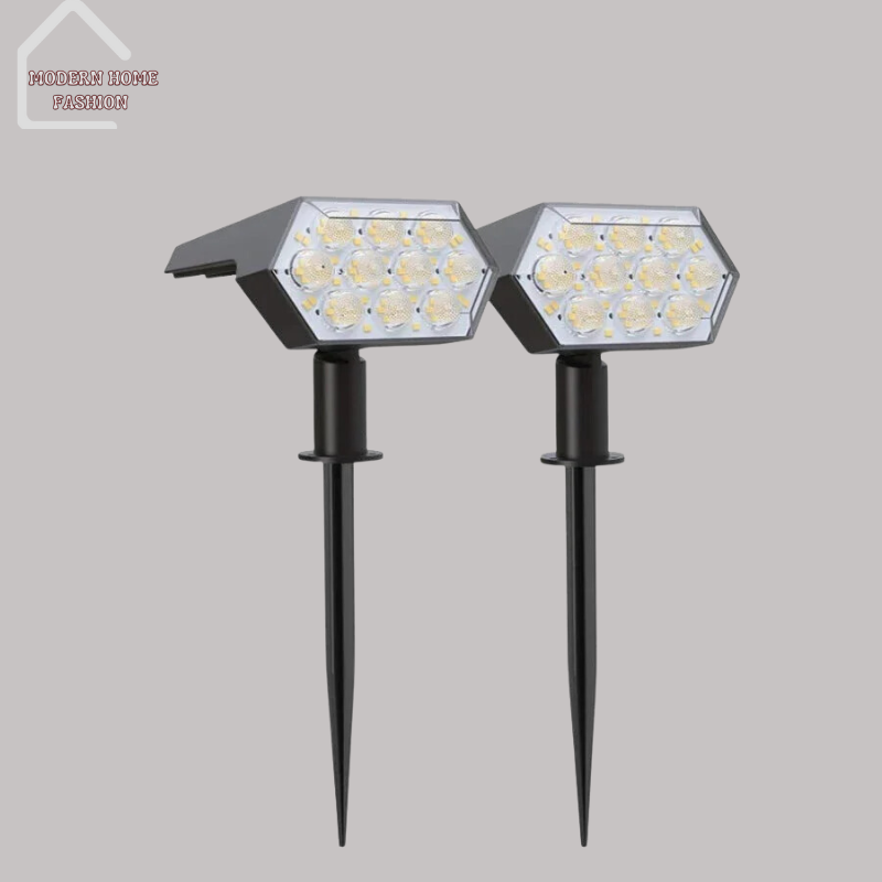 Each spot light features a high-efficiency solar panel that charges during the day, storing energy in a rechargeable battery for use at night. The adjustable heads allow you to direct the light where it's needed most, whether highlighting a specific plant, sculpture, or focal point in your outdoor space.-MODERN HOME FASHION