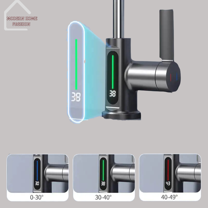 Waterfall Digital Display Faucet, Crafted with cutting-edge technology & sleek design. Featuring a visually captivating display. With built-in digital display, enhances the faucet's aesthetic appeal, provides real-time information on water temperature. Constructed from high-quality materials, this faucet is built to last and withstand the rigors of daily use. Easy-to-install design.-MODERN HOME FASHION