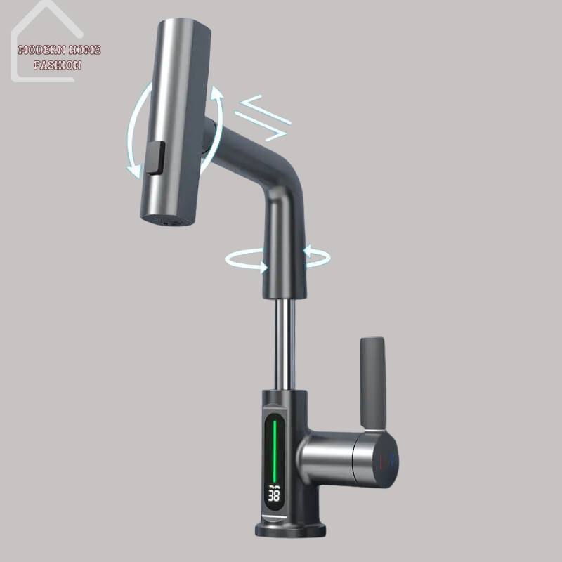 Waterfall Digital Display Faucet, Crafted with cutting-edge technology & sleek design. Featuring a visually captivating display. With built-in digital display, enhances the faucet's aesthetic appeal, provides real-time information on water temperature. Constructed from high-quality materials, this faucet is built to last and withstand the rigors of daily use. Easy-to-install design.-MODERN HOME FASHION