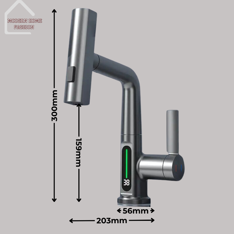 Waterfall Digital Display Faucet, Crafted with cutting-edge technology & sleek design. Featuring a visually captivating display. With built-in digital display, enhances the faucet's aesthetic appeal, provides real-time information on water temperature. Constructed from high-quality materials, this faucet is built to last and withstand the rigors of daily use. Easy-to-install design.-MODERN HOME FASHION