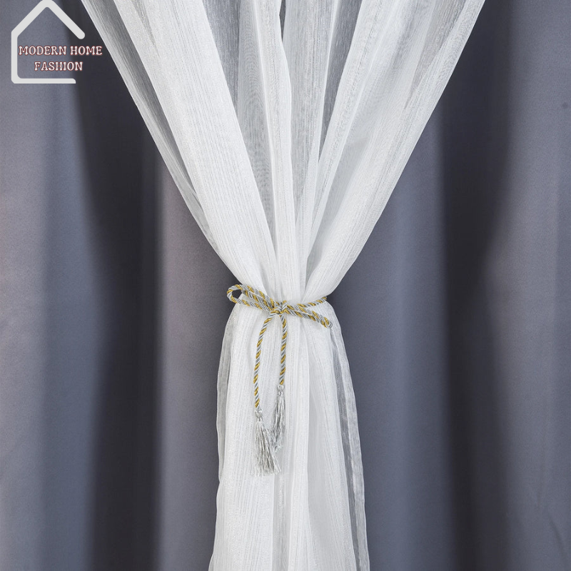 White Sheer Voile & Blackout Curtains. Offers both style & functionality, combines the elegance of sheer voile with the practicality of blackout curtains, giving you the ultimate control over light & privacy. Allow soft, diffused light to filter into your space, creating a bright & airy atmosphere during the day. Crafted from high-quality materials, durable and easy to maintain.-MODERN HOME FASHION