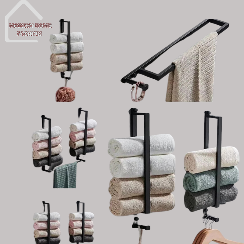 Crafted from high-quality metal with a matte black finish. Durable, resistant to rust & corrosion. Minimalist design features a straight bar with rounded edges. providing a modern aesthetic that complements a variety of interior styles. With versatile mounting options, can be easily installed on walls or the back of doors, offering convenient access to towels wherever needed, keeps linens organized & within reach.-MODERN HOME FASHION