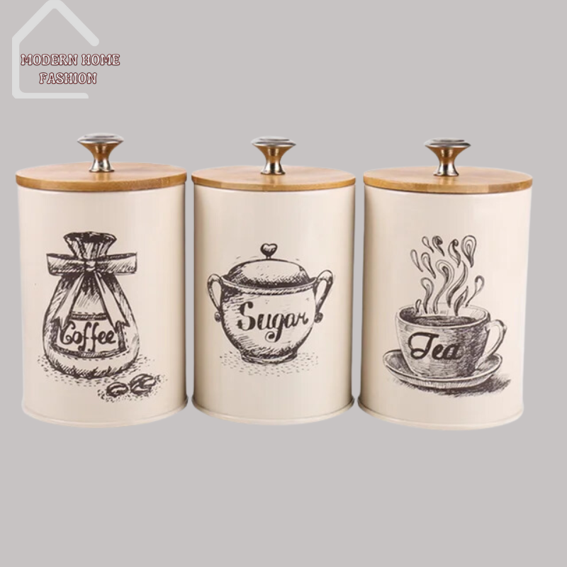 Ceramic Canister 3-Set Container, designed for style & functionality. Crafted from high-quality ceramic, durable & elegant solution for organizing your dry goods. Includes three differently sized canisters, features a secure lid with a silicone gasket.Sleek and minimalist design, with neutral color scheme.-MODERN HOME FASHION