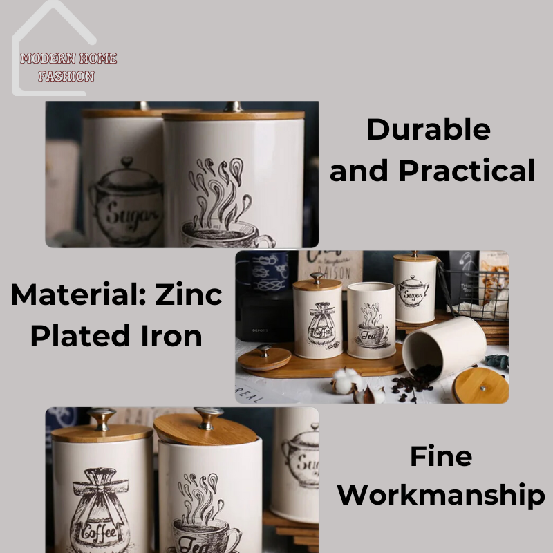 Ceramic Canister 3-Set Container, designed for style & functionality. Crafted from high-quality ceramic, durable & elegant solution for organizing your dry goods. Includes three differently sized canisters, features a secure lid with a silicone gasket.Sleek and minimalist design, with neutral color scheme.-MODERN HOME FASHION
