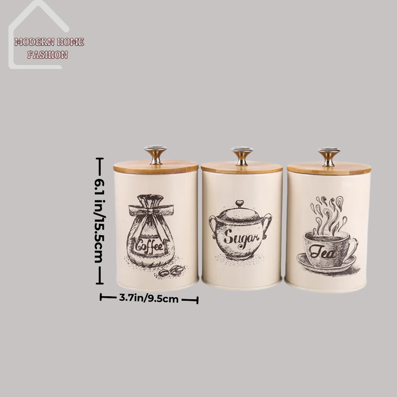 Ceramic Canister 3-Set Container, designed for style & functionality. Crafted from high-quality ceramic, durable & elegant solution for organizing your dry goods. Includes three differently sized canisters, features a secure lid with a silicone gasket.Sleek and minimalist design, with neutral color scheme.-MODERN HOME FASHION