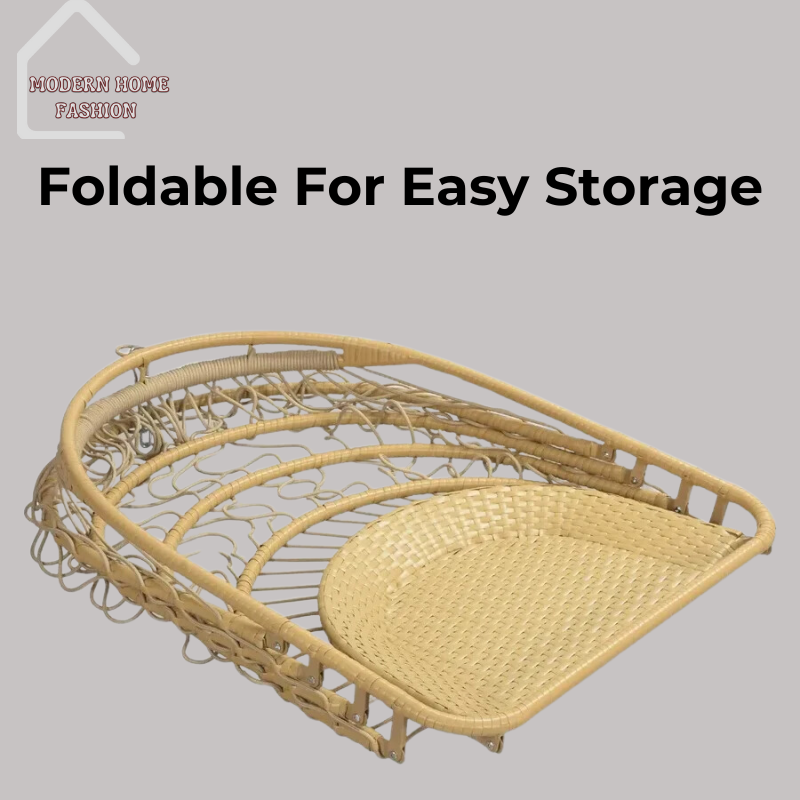 Egg Wicker Swing Chair, crafted from durable wicker material, features a unique egg-shaped design that adds a modern twist to any setting. Comes with plush cushions for added comfort, with sturdy steel frame ensures stability & support, while the hanging design adds a whimsical charm to your decor.-MODERN HOME FASHION