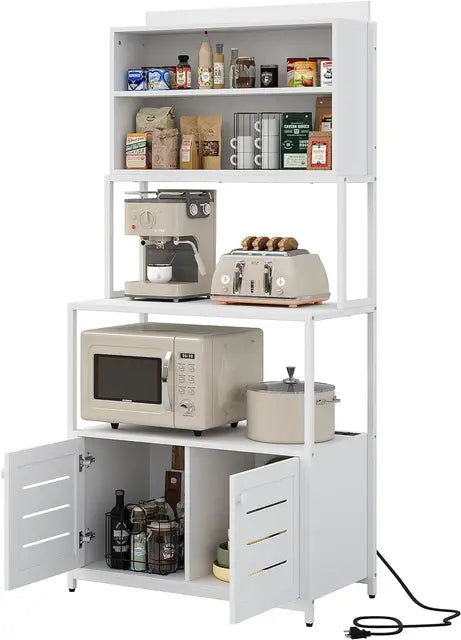 Industrial Stand 5-Tier Shelves. Crafted with a sturdy metal frame and rustic wood shelves, this versatile shelving unit offers both style and functionality. Featuring five spacious tiers, provides ample storage space for displaying books, plants, photos, or decorative items. The industrial-inspired design adds a modern edge to any room, while the open shelves allow for easy access to your belongings.-MODERN HOME FASHION