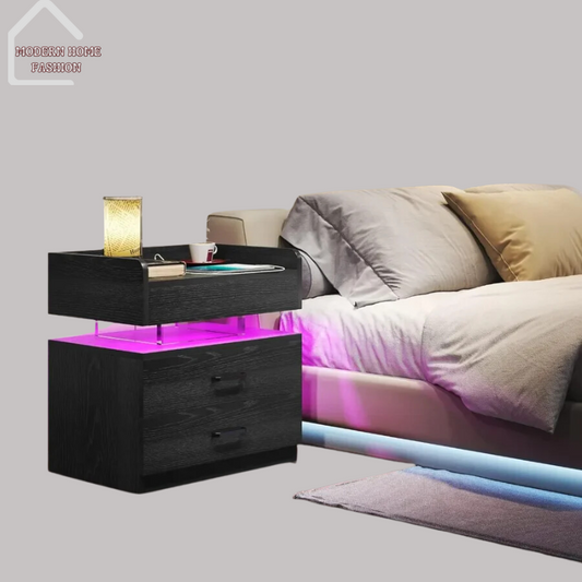 LED Nightstand with Voice-Activated Side Table