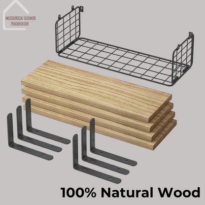 Natural Wood Floating Shelves