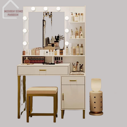 Vanity Desk with Mirror & Lights